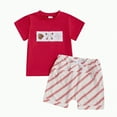 thumbnail image 1 of Baby Boy Outfit Toddler Kids Summer Stripe Printed Short Sleeved Beach 6 12 18 24Months 2T 3T T-shirt with Elastic Waist Shorts Set 2-Piece, 1 of 8