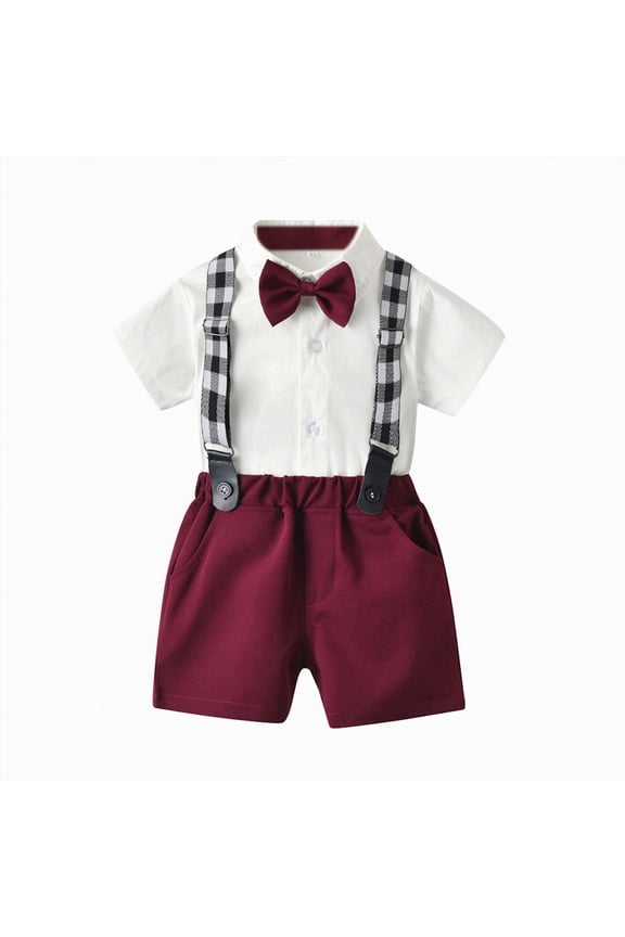 Baby Boy Outfit Toddler Summer Clothes Cotton Plaid Print Short Sleeved Running Suit 18-24 Months 2t 3t 4t 5t 6t T-Shirt + Shorts Pajama Set 2 Piece