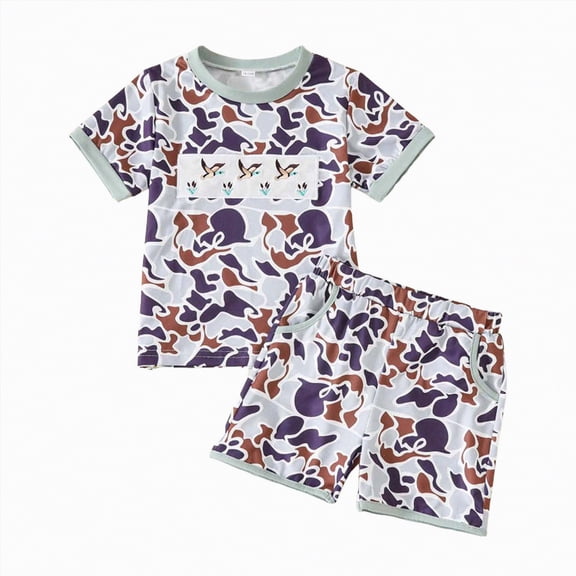 Baby Boy Outfit Toddler Summer Clothes Kids Boys Spring Cotton Elastic Prints Short-sleeved Running Suit 1t 2t 3t 4t 5t 6t Tops Shorts Outfits 2-Piece