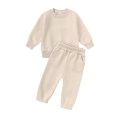 thumbnail image 1 of Baby Boy Outfits 3-4 Years Fall Winter Soft Piece Athletic Jogger Tracksuit Daily Loose Comfortable Trendy Delicate Khaki Clothing Sets, 1 of 3