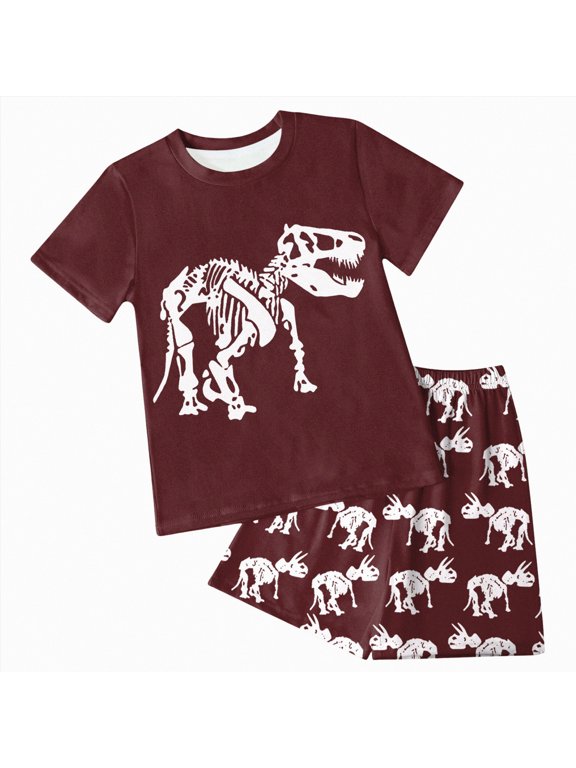 Baby Boy Outfits All Over Print Top Pants Clothes for Teens with Dinosaur Pattern Vacation Outfits Casual