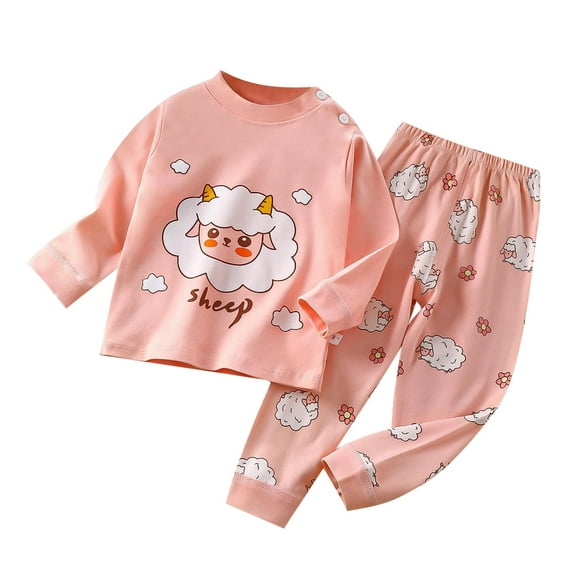Baby Boy Outfits Autumn Children's Underwear Cartoon Printing Baby Warm And Long Sleeve Pajamas Homewear Clothing Set for Boy(12 Months-18 Months)