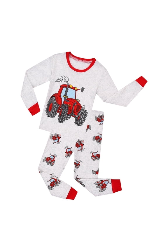 Baby Boy Outfits Autumn Winter Warm Homewear Long Sleeve Cartoon Print Tops Pants Boys Outfits White 3 Years-4 Years
