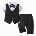 thumbnail image 1 of Baby Boy Outfits Bowknot First Birthday Outfit Boy Solid Color Button Shirt Vest Mid Length Pants Newborn Clothes, 1 of 9