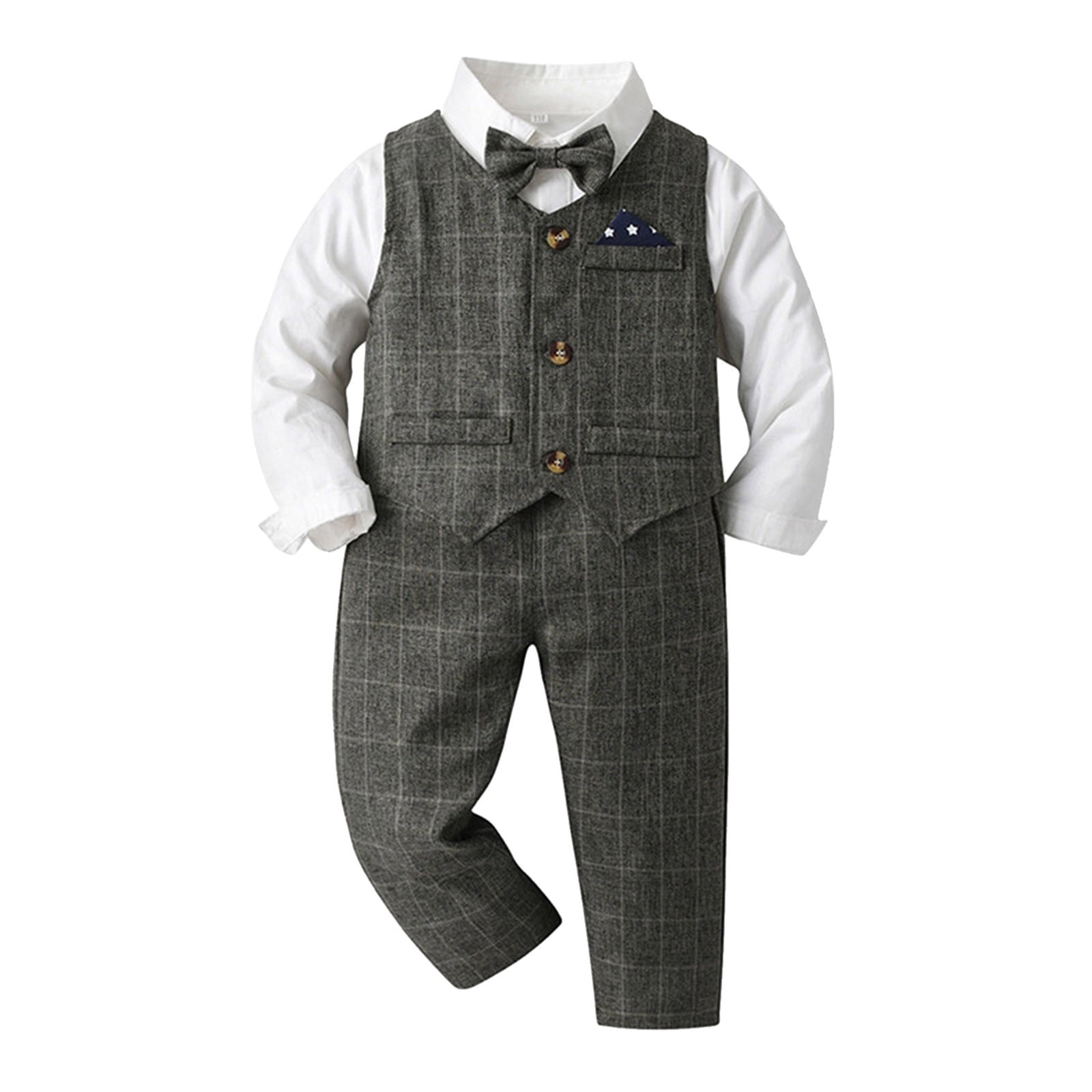 Baby Boy Outfits Boys Long Sleeve Shirt Plaid Shirt Tops Pants Coat