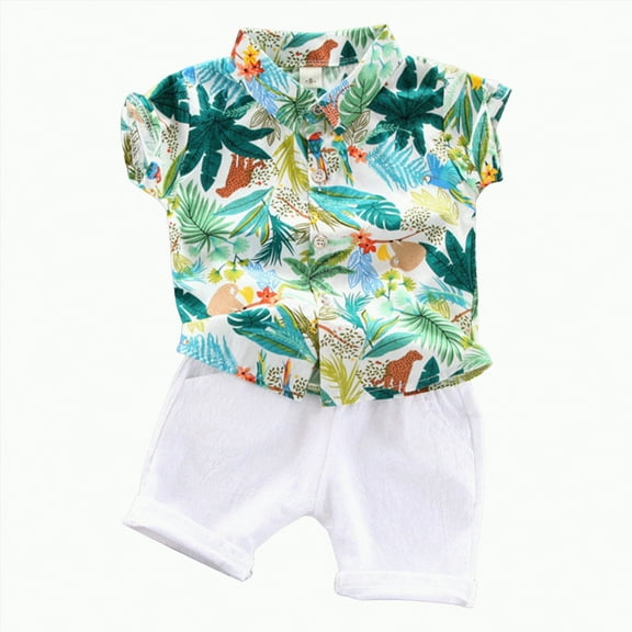 Baby Boy Outfits Boys Summer Clothes Kids Cotton Animal Printed Short Sleeve Basketball 18-24 Months 2t 3t 4t 5t 6t T-Shirts Elastic Waist Shorts 2Pcs Pajamas Tops 2 Piece