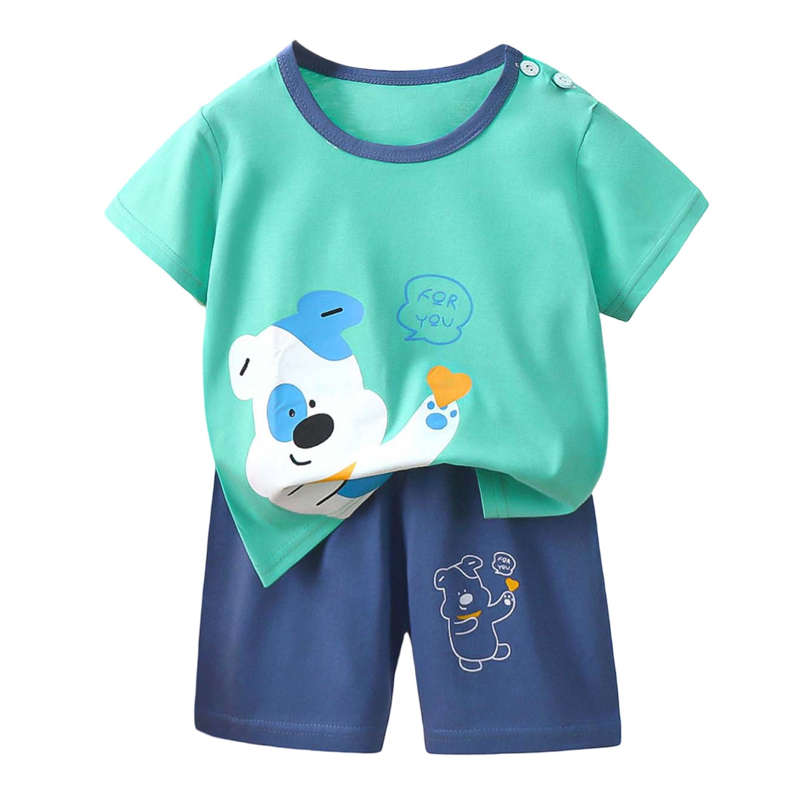 Stylish Cartoon Printed Mid-Season Terry Stuff Dress For Baby Boy In Green Color