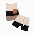 thumbnail image 1 of Baby Boy Outfits Clothes Kids Summer Cotton Color Block Print Short Sleeve Training 0 6 12 18 24 Months 2T 3T T Shirt Pullover Tops Shorts T-shirt with Elastic Waist Outfit 2PCS, 1 of 6