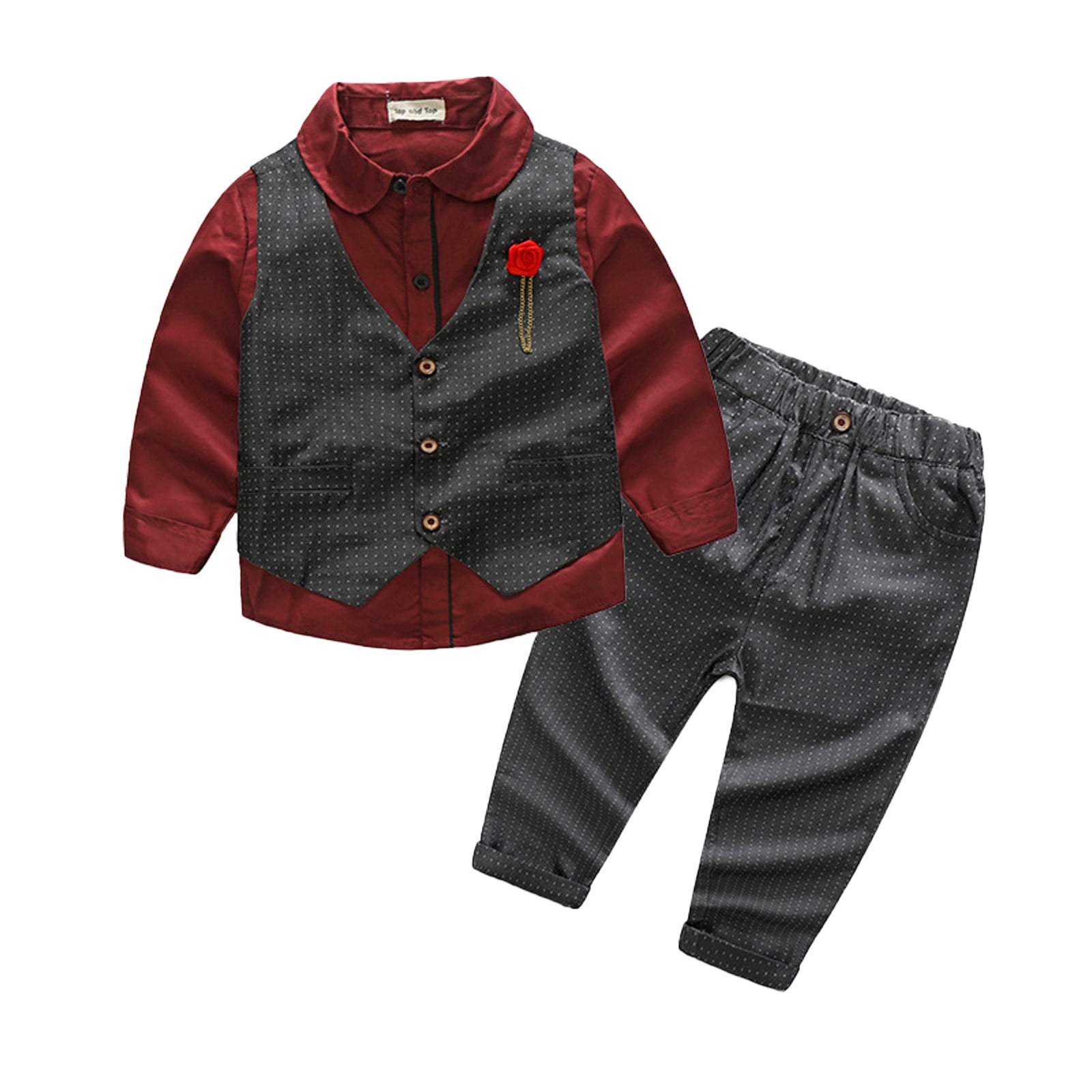 Cash - Baby Boy Clothes Set Gentleman Suit - Toddler Boys Wedding Party - Black & White