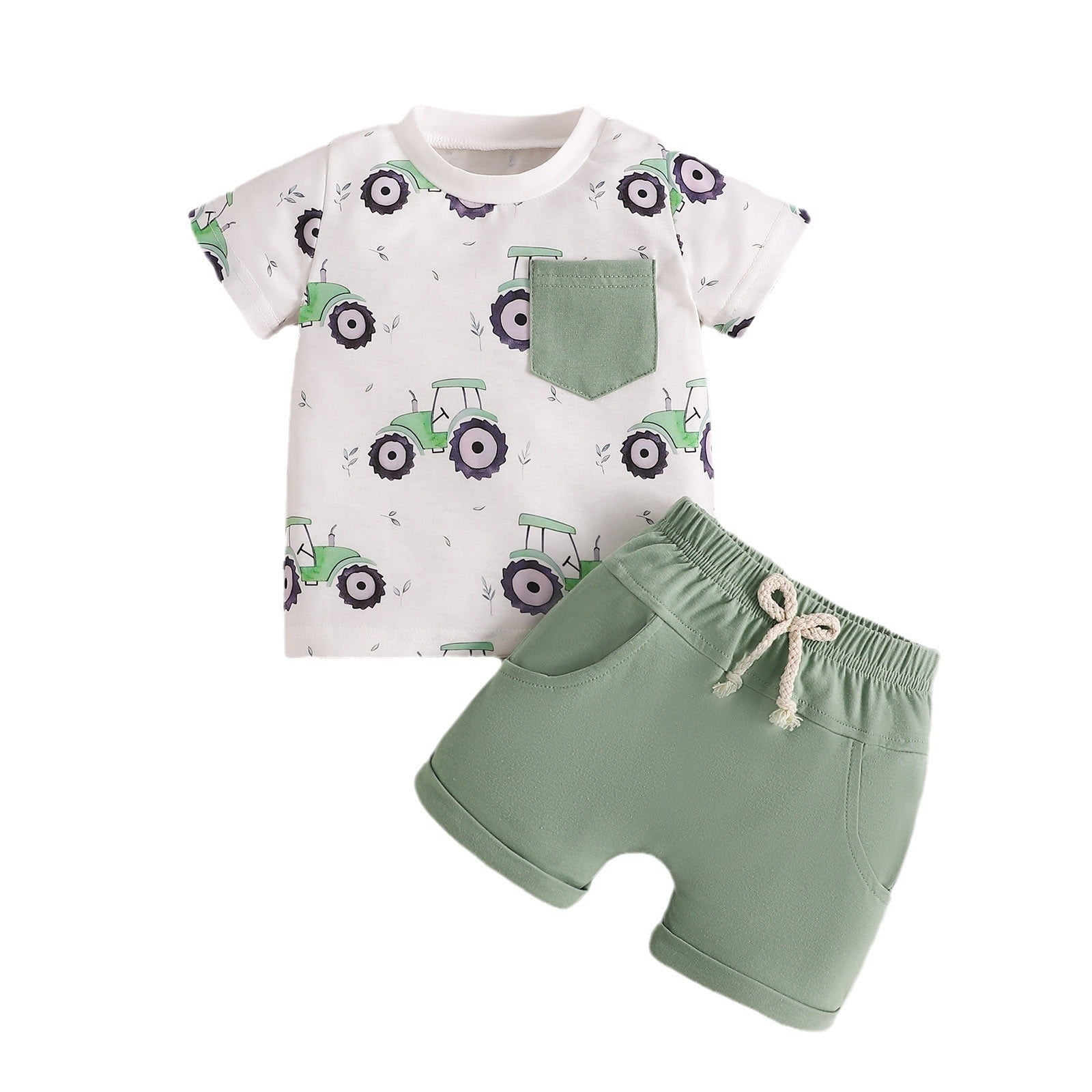 Baby Boy Outfits Girls Short Sleeve Cartoon Car Prints T Shirt Pullover