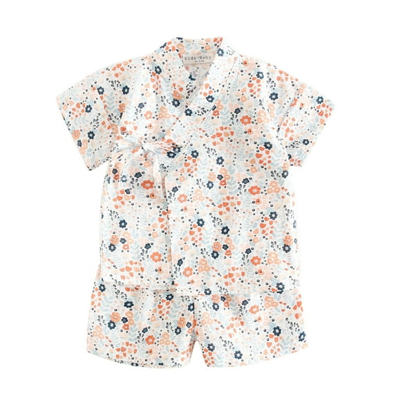 Baby Boy Outfits Girls Short Sleeve Prints Sleepwear T Shirt Tops Shorts Set Boys Pajamas White 3 Years-4 Years