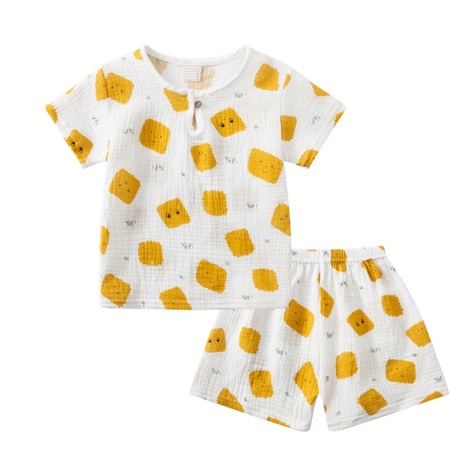 Summer Dress For Baby Boy In Blended Stuff Car Boy Print Yellow Color