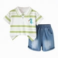 thumbnail image 1 of Baby Boy Outfits Kids Boys Sports Shorts Sets Children's Spring Summer Cotton Stripe Printed Short Sleeve Training 6 12 18 24Months 2T 3T Set Tee & Two Pieces, 1 of 4