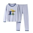 thumbnail image 1 of Baby Boy Outfits Kids Cotton Warm Long Sleeve Cartoon Underwear Tops Pants Toddler Pajamas Blue 2 Years-3 Years, 1 of 3