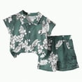 thumbnail image 1 of Baby Boy Outfits Kids Summer Clothes Child Cotton Rolled Prints Sleeveless Beach 6M 12M 18M 24M 3T 4T Tops+Shorts Tops T-Shirt+Pants Shorts 2PCS Set, 1 of 5
