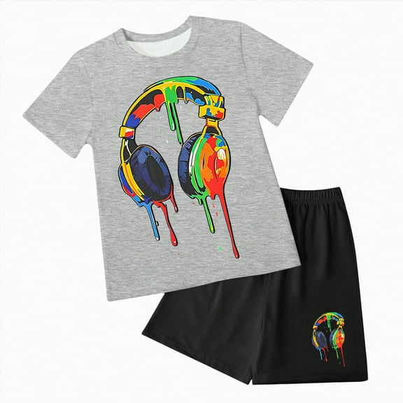 Baby Boy Outfits Kids Summer Clothes Children's Elastic Printed Short Sleeved Beach 6 12 18 24Months 2T 3T T Shirt Shorts Two Piece Set Pajama 2-Piece