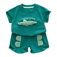thumbnail image 1 of Baby Boy Outfits Kids Summer Outfit Set With 3D Print Trendy Casual Shorts Stylish Summer Baby Boy Clothes Green 4 Years-5 Years, 1 of 7