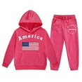 thumbnail image 1 of Baby Boy Outfits Long Sleeve American Flag Print Warm Hooded Sweatshirt Pants Girls Sweatsuit Hot Pink 6 Years-7 Years, 1 of 4
