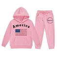 thumbnail image 1 of Baby Boy Outfits Long Sleeve American Flag Print Warm Hooded Sweatshirt Pants Girls Sweatsuit Pink 7 Years-8 Years, 1 of 4