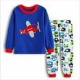 thumbnail image 1 of Baby Boy Outfits Loungewear 2 Piece Crew Neck Airplane Print Long Sleeve Tops And Pants At Home Wear Boys' Clothing Sets Blue 2 Years-3 Years, 1 of 4