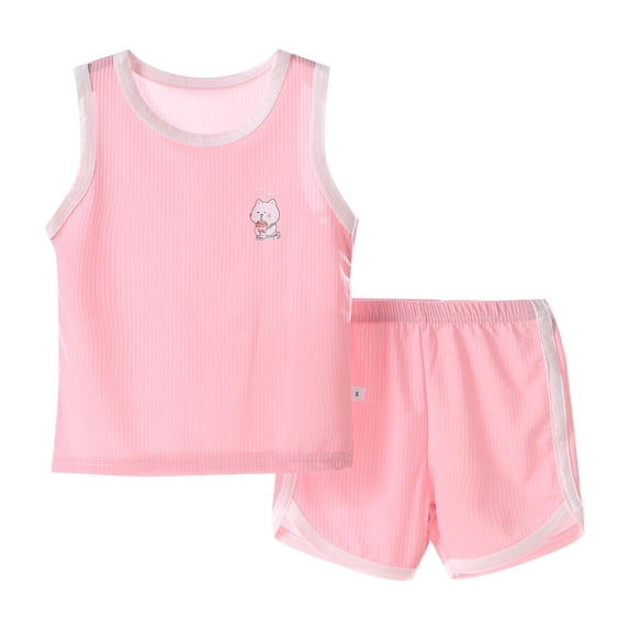 Baby Boy Outfits New Children Quick Drying Vest Summer Ice Silk Two Piece Children Wear Pink Outfit Sets Sizes 6-12 Months