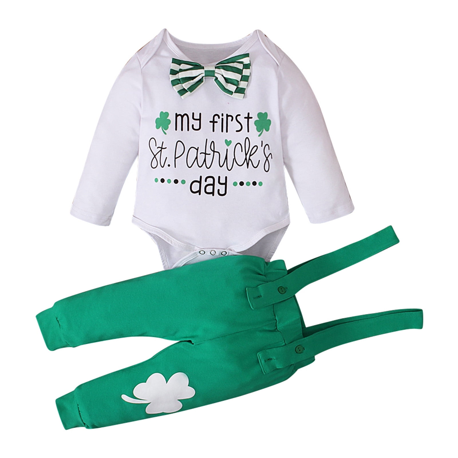 Baby Boy Outfits Baby St. Patrick Day Letter Print Romper With Pants