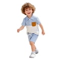thumbnail image 1 of Baby Boy Outfits Patchwork Print Lapel Short Sleeve Polo Shirt Top And Shorts 2 Piece Casual Wear Boys' Clothing Sets Size 12-18 Months, 1 of 6