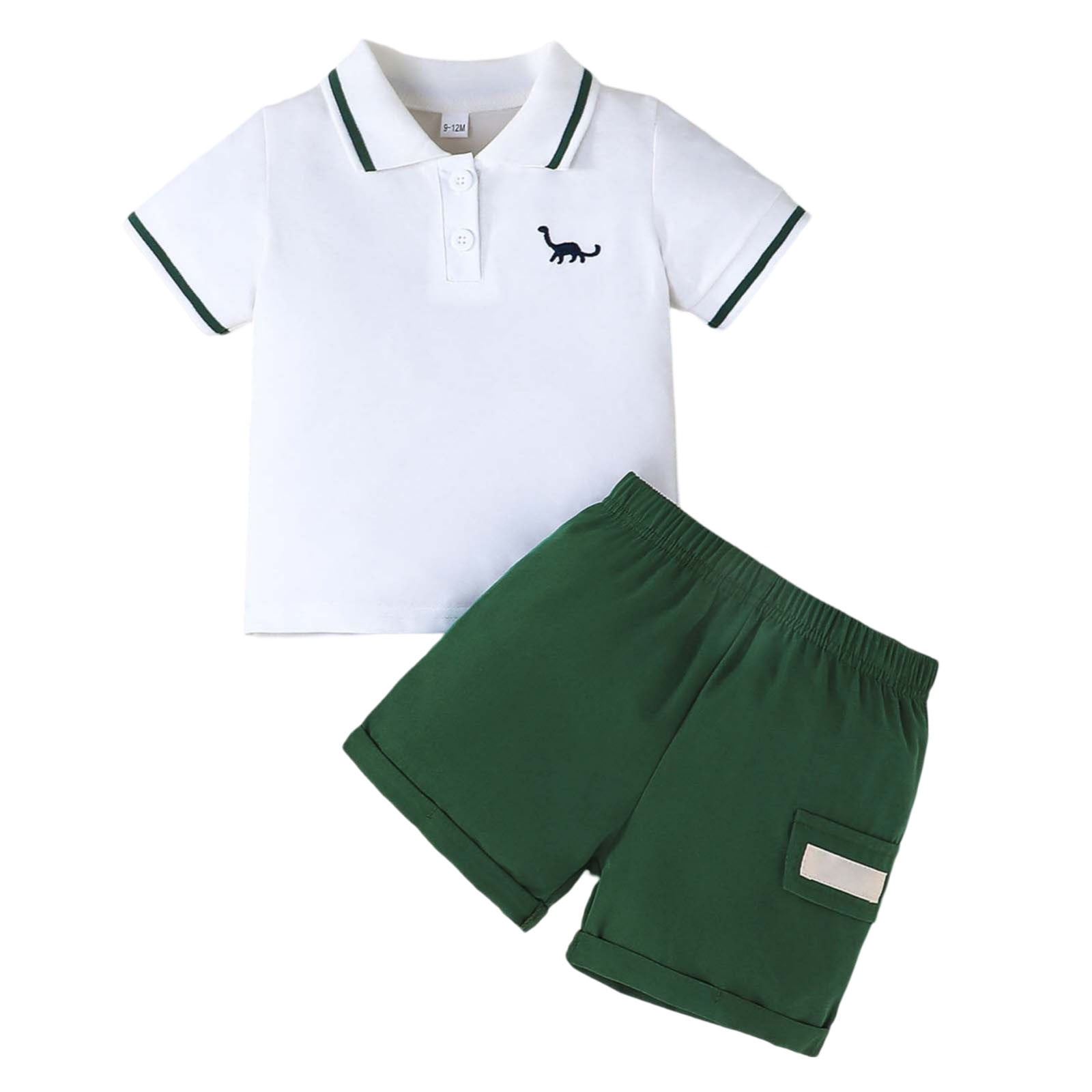 Meihuida Kids Boys Clothes Outfits Dinosaur Print Short Sleeve Turn