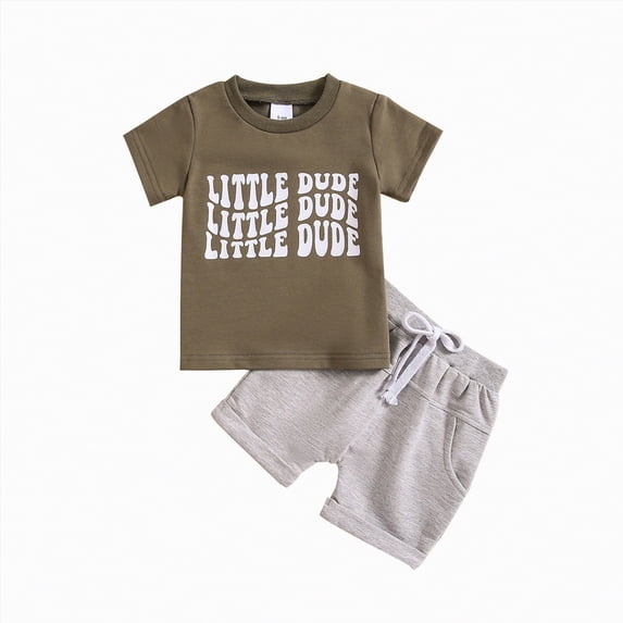 Baby Boy Outfits Toddler Boys Girls Fashion Set Kids Spring Summer Cotton Elastic Letter Short-sleeved Running Suit 12 18 24 Month 3T 4T 5T Clothing Sets Shirts Shorts 2-Piece