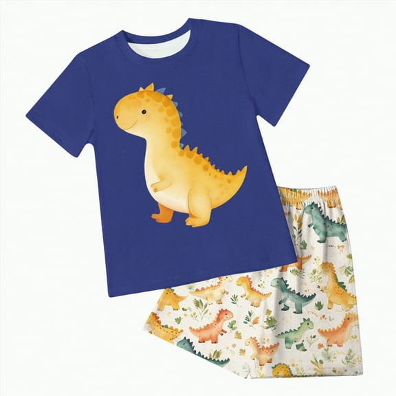 Baby Boy Outfits Toddler Boys Shorts Clothing Set Children's Summer Dinosaur Printed Short Sleeve Running Suit 6 12 18 24Months 2T 3T Sets Tracksuit T Shirt Two Piece 2