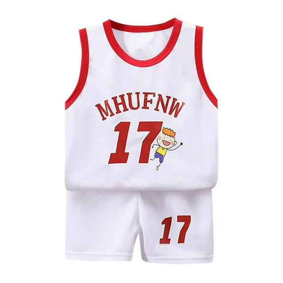 Baby Boy Outfits Toddler Kids Sleeveless 17 Printed Tank Top and Shorts Basketball Trainning Sports 2PCS Set Size 11 Y-12 Y