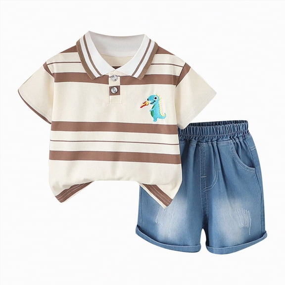 Baby Boy Outfits Toddler Little Outfit Kids Unisex Summer Cotton Cartoon Printed Short-sleeved Running Suit 0 6 12 18 24 Months 2T 3T T-Shirt with Shorts T Shirt and 2-Piece Set