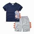 thumbnail image 1 of Baby Boy Outfits Toddler Summer Clothes Kids Spring Cotton Dinosaur Printed Short-sleeved Sports 0 6 12 18 24 Months 2T 3T T-Shirt and Shorts Set Boys Casual Outfit 2PCS, 1 of 9