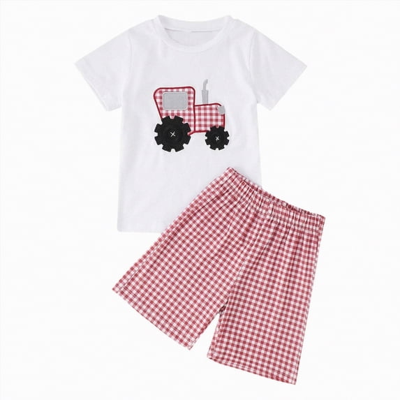 Baby Boy Outfits Toddler Summer Shorts Set Child Kids Embroidery Printed Short Sleeved Casual 12 18 24 Month 3T 4T 5T Tops Crew Tank Tees+Shorts 2-Piece