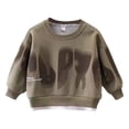 thumbnail image 1 of Baby Boy Outfits Toddler Winter Warm Long Sleeve Fashion Sweatshirt Trousers Set Baby Boy Clothes Khaki 4 Years-5 Years, 1 of 6