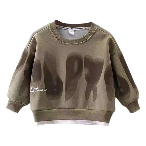 Baby Boy Outfits Toddler Winter Warm Long Sleeve Fashion Sweatshirt Trousers Set Baby Boy Clothes Khaki 4 Years-5 Years