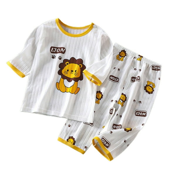 Baby Boy Pajamas Kids Animal Pjs Set Long Suit Boys Girls Fall Winter Home Wear Pajamas Toddler Pjs Yellow2 3 M-6 M