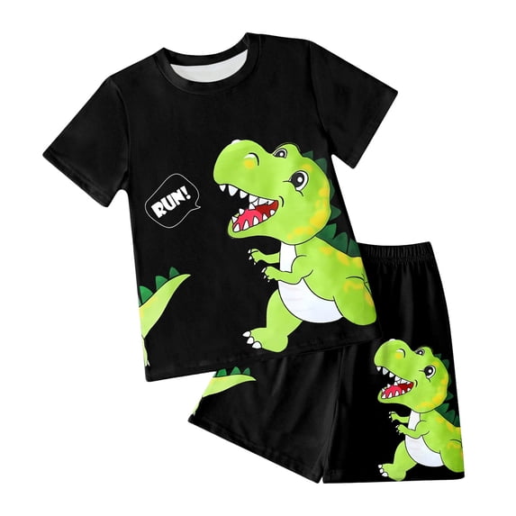 Baby Boy Pajamas Set Cartoon Tee Shorts 4-5 Years 5-6 Years 6-7 Years Skin Friendly Lightweight Breathable Soft Cotton 2Pcs Home Lounge Gift Ready (2-3 Years,Light Green)