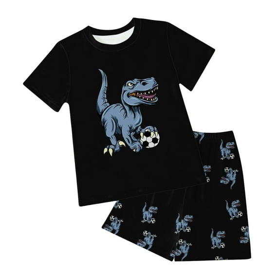 Baby Boy Pajamas Set Dinosaur T-Shirt Shorts 8-9 Years 9-10 Years 10-11 Years Lightweight Breathable Soft Cotton 2Pcs Everyday Play Gift Ready (2-3 Years,Black)