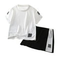 thumbnail image 1 of Baby Boy Pajamas Set Easter Tee Shorts 12-18 Months 18-24 Months 2-3 Years Skin Friendly Lightweight Breathable Soft Cotton 2Pcs School Day Gift Ready (12-18 Months,White), 1 of 3