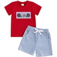 thumbnail image 1 of Baby Boy Pajamas Sleepwear Set Car Tee Shorts 9-12 Months 12-15 Months 12-18 Months Lightweight Breathable Soft Cotton 2Pcs Home Lounge Gift Ready (6-12 Months,Red), 1 of 6