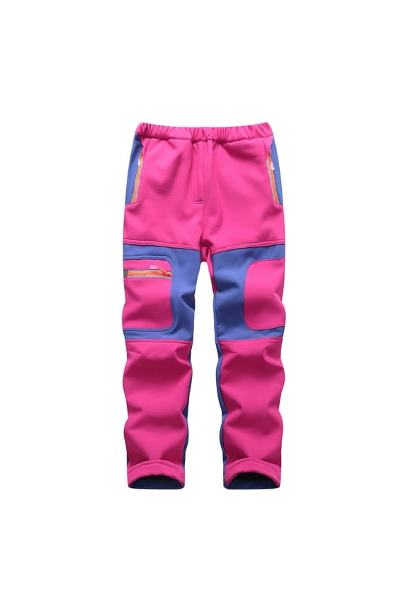 Baby Boy Pants Pack Waterproof Kids Sweatpants Boys Size 6-7 Tight Fit Layered Look Kids Trousers for Boys with Zipper Pockets Hot Pink,3-4 Years