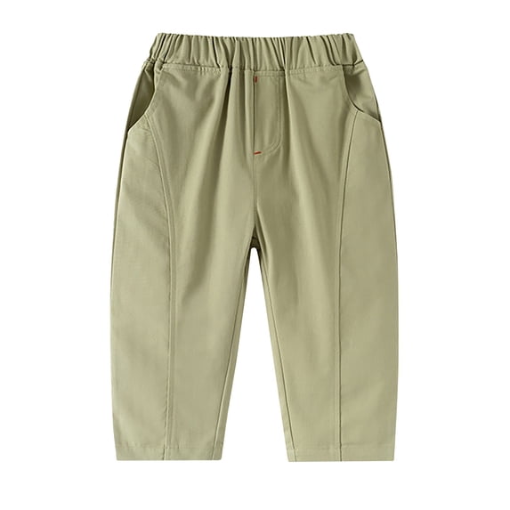 Baby Boy Pants Straight Leg Pocket Elastic Solid Print Trousers Everyday Wear 3-4 Years