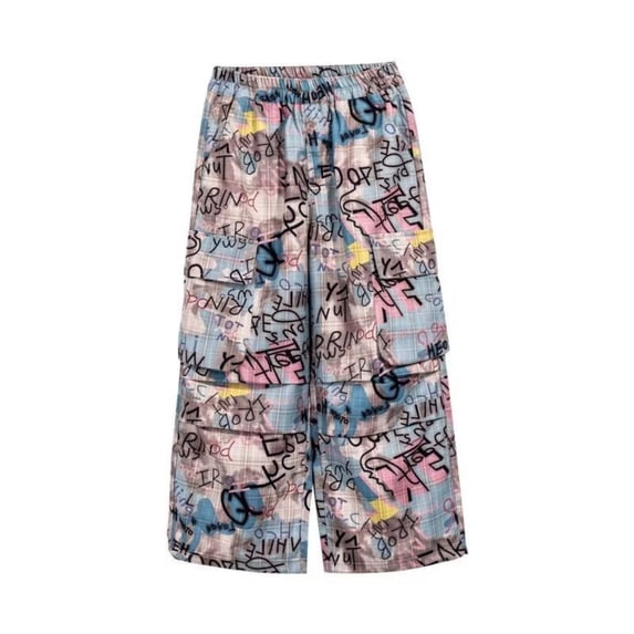 Baby Boy Pants Wide Leg Loose Fit Pocket Elastic Solid Print Trousers Breathable Daily Wear 4-5 Years