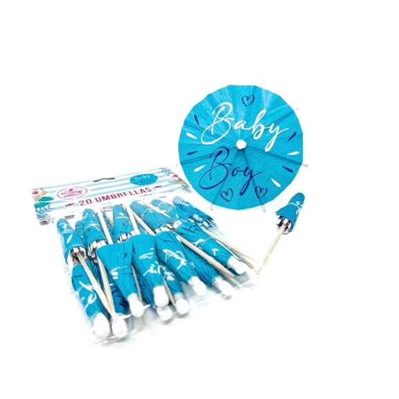 Paper Drink Umbrella, Baby Boy Tiki Luau Party Decor, 20 Count