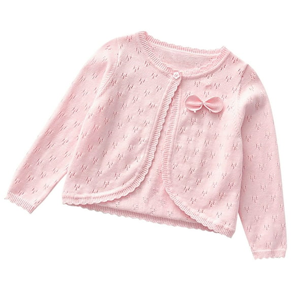 LLYwey Toddler Windbreaker Jacket Girls' Fashion Solid Color Bow Loose Button Perforated Round Neck Long Sleeved Hooded Casual Jacket/Jacket New Newborn Casual Jackets Outwear Pinks 130