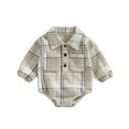 thumbnail image 1 of Baby Boy Plaid Shirt Romper 6M 12M 18M 24M Flannel Long Sleeve Oversized Tops Infant Button Down Fall Clothes, 1 of 10