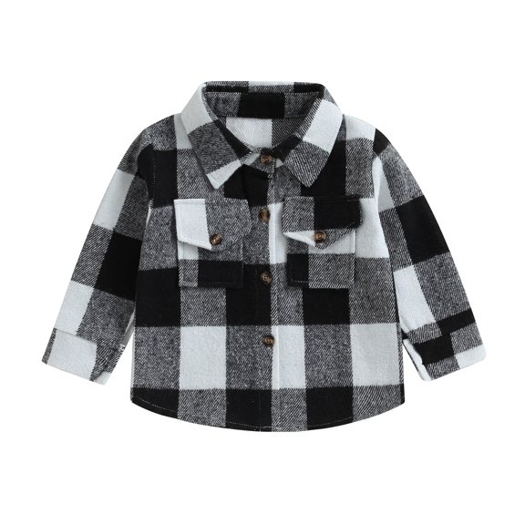 Baby Boy Plaid Shirt Toddler Flannel Shirts Baby Button Down Jacket Coat Infant Fall Winter Outfits 6M 12M 18M 24M 3Y