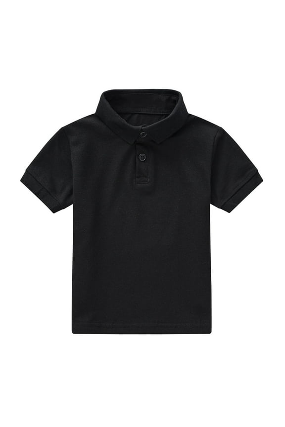 Baby Boy Polo Shirt Girls Short Sleeve Summer Casual Solid Gentleman Tops Holiday Uniform Shirts For Boys Black 18-24 Months