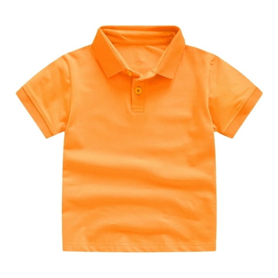 Baby Boy Polo Shirts Girls Short Sleeve Summer Casual Solid Gentleman Tops Holiday T Shirt For Boys Orange 12-18 Months